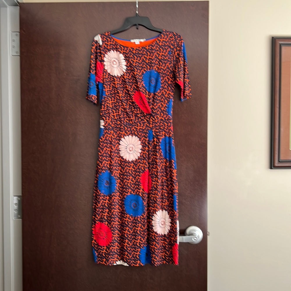 Boden Size 6 Long Floral & Polka Dot Sheath Dress